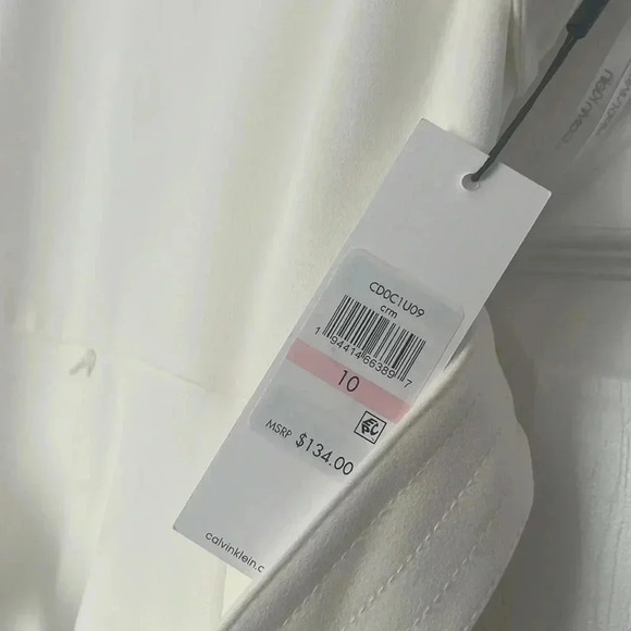 Calvin Klein Women's Flutter Sleeved A-line Dress with Self-Fabric Belt Size 10 - Picture 9 of 9